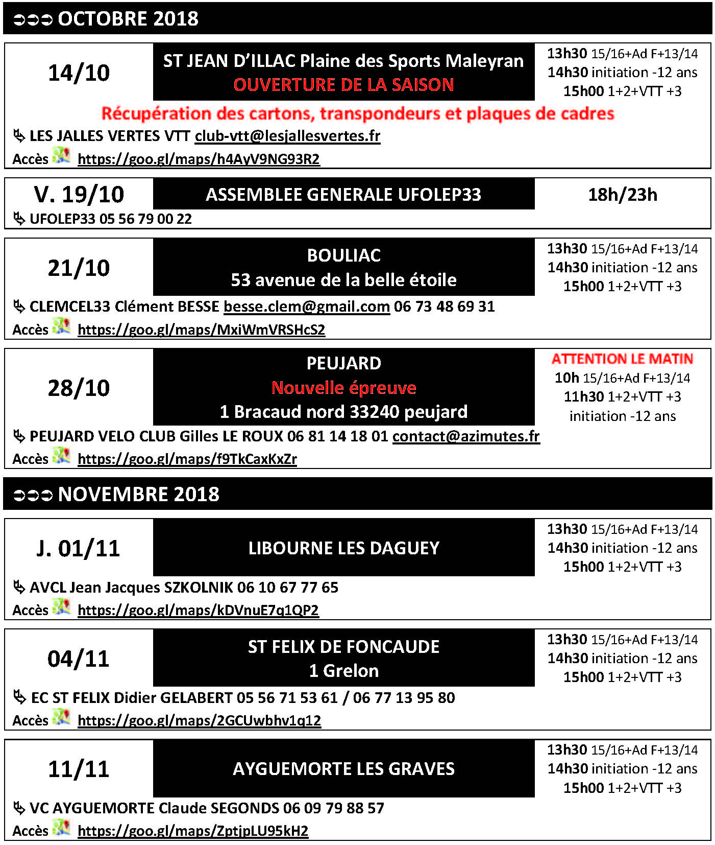 calendrier cyclocross33 - 2018-2019