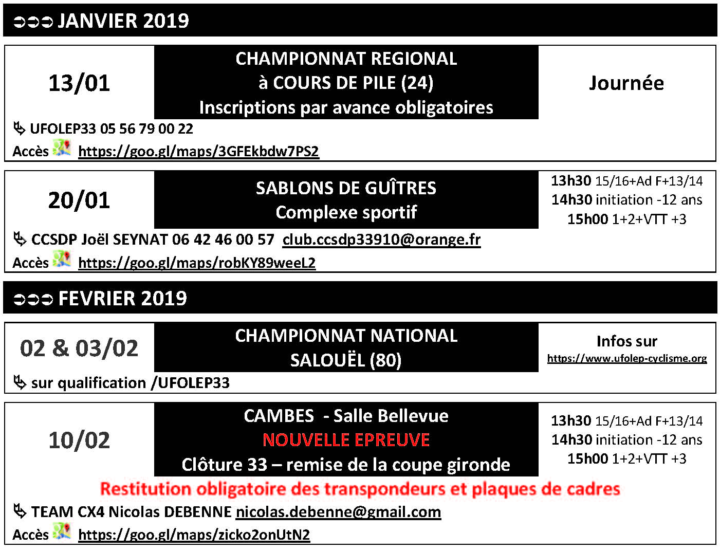 calendrier cyclocross33 - 2018-2019